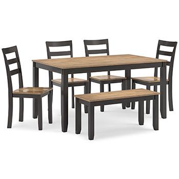 Gesthaven Dining Table with 4 Chairs and Bench (Set of 6) - Tony’s Furniture Store & Linen (GA) - Multi Location