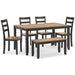 Gesthaven Dining Table with 4 Chairs and Bench (Set of 6) - Tony’s Furniture Store & Linen (GA) - Multi Location