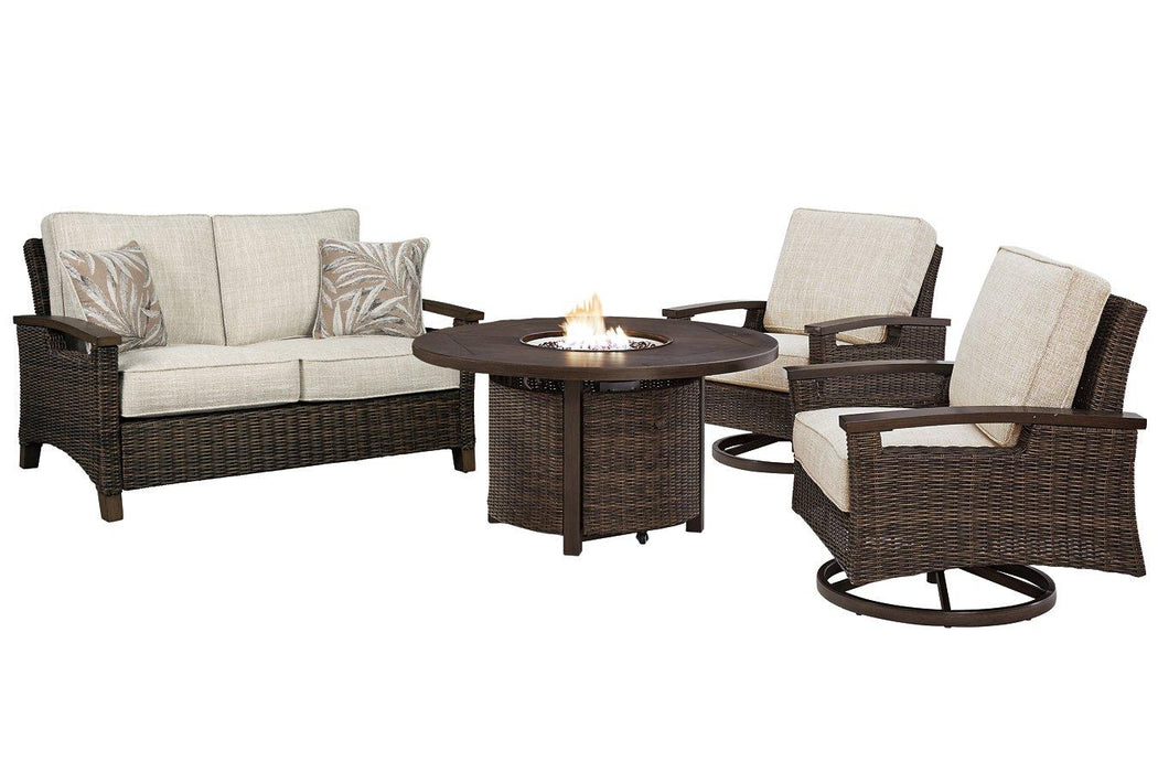 Paradise Trail Outdoor Loveseat, Lounge Chairs and Fire Pit Table - Tony’s Furniture Store & Linen (GA) - Multi Location