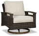 Paradise Trail Paradise Trail Fire Pit Table with 4 Nuvella Swivel Lounge Chairs - Tony’s Furniture Store & Linen (GA) - Multi Location