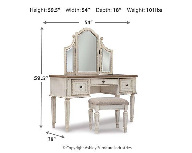 Realyn Vanity and Mirror with Stool - Tony’s Furniture Store & Linen (GA) - Multi Location