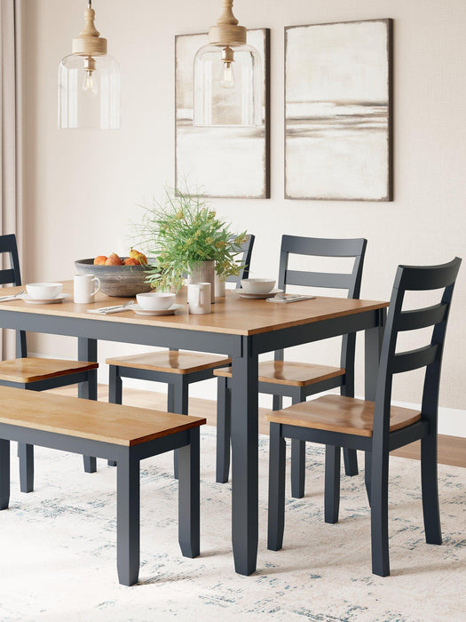 Gesthaven Dining Table with 4 Chairs and Bench (Set of 6) - Tony’s Furniture Store & Linen (GA) - Multi Location