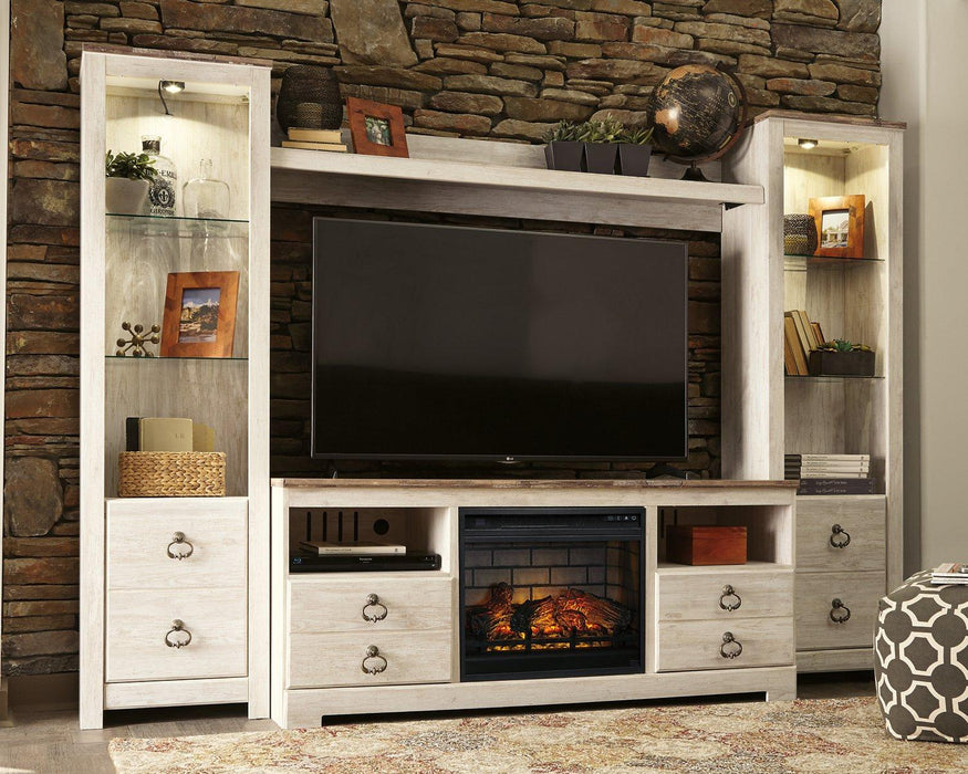 Willowton 4-Piece Entertainment Center with Electric Fireplace - Tony’s Furniture Store & Linen (GA) - Multi Location
