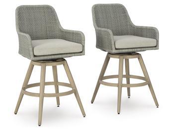 Seton Creek Outdoor Bar Height Barstool with Cushion (Set of 2) - Tony’s Furniture Store & Linen (GA) - Multi Location