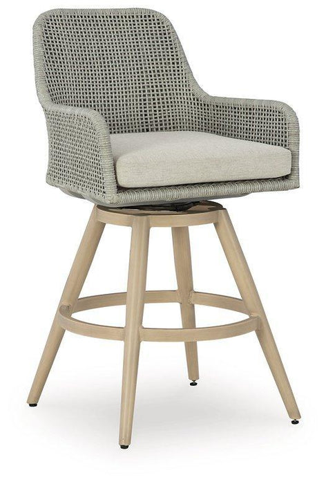 Seton Creek Outdoor Bar Height Barstool with Cushion (Set of 2) - Tony’s Furniture Store & Linen (GA) - Multi Location