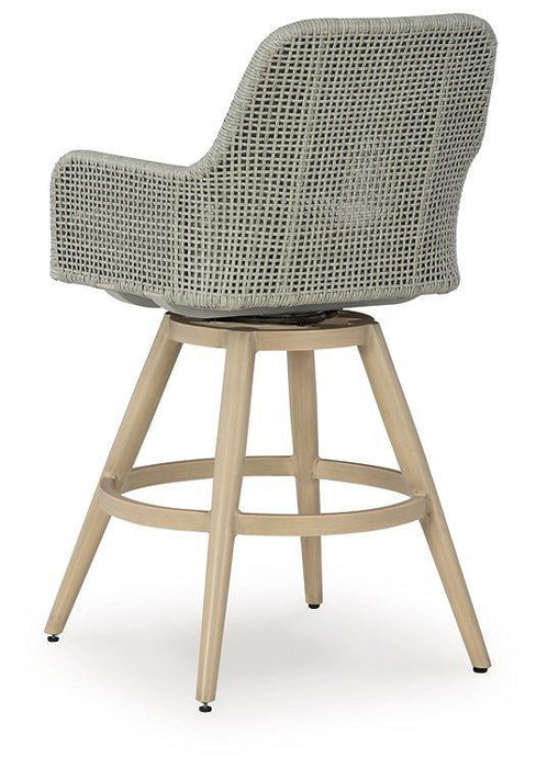Seton Creek Outdoor Bar Height Barstool with Cushion (Set of 2) - Tony’s Furniture Store & Linen (GA) - Multi Location