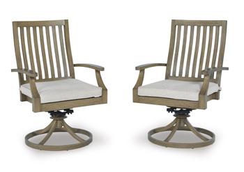 Rainier Ranch Outdoor Swivel Chair with Cushion (Set of 2) - Tony’s Furniture Store & Linen (GA) - Multi Location