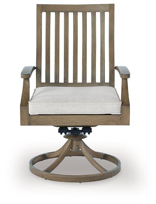 Rainier Ranch Outdoor Swivel Chair with Cushion (Set of 2) - Tony’s Furniture Store & Linen (GA) - Multi Location