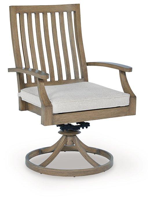 Rainier Ranch Outdoor Swivel Chair with Cushion (Set of 2) - Tony’s Furniture Store & Linen (GA) - Multi Location