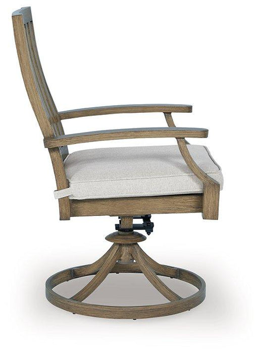 Rainier Ranch Outdoor Swivel Chair with Cushion (Set of 2) - Tony’s Furniture Store & Linen (GA) - Multi Location