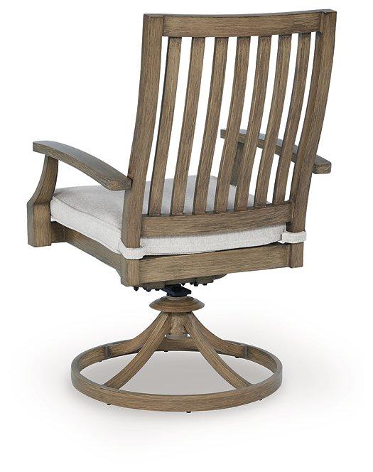 Rainier Ranch Outdoor Swivel Chair with Cushion (Set of 2) - Tony’s Furniture Store & Linen (GA) - Multi Location
