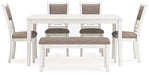 Erinberg Dining Table and 4 Chairs and Bench (Set of 6) - Tony’s Furniture Store & Linen (GA) - Multi Location