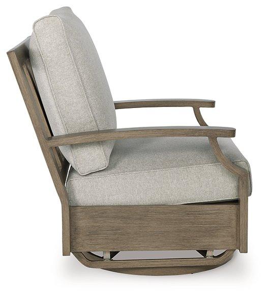 Rainier Ranch Outdoor Swivel Glider Chair with Cushion - Tony’s Furniture Store & Linen (GA) - Multi Location