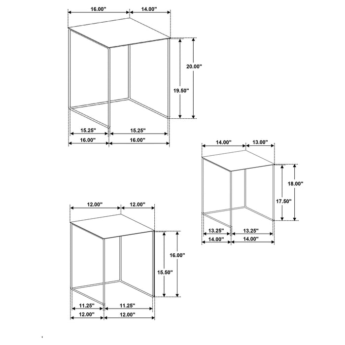 Imez 3-piece Rectangular Metal Nesting Table Grey - Tony’s Furniture Store & Linen (GA) - Multi Location