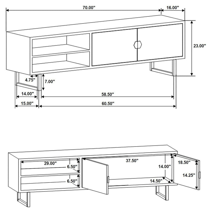 Marsden 2-door Wood 70" TV Stand Charcoal Black - Tony’s Furniture Store & Linen (GA) - Multi Location
