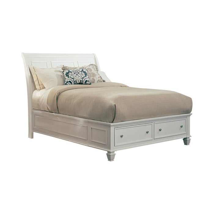 Sandy Beach Eastern King Storage Sleigh Bed Cream White - Tony’s Furniture Store & Linen (GA) - Multi Location