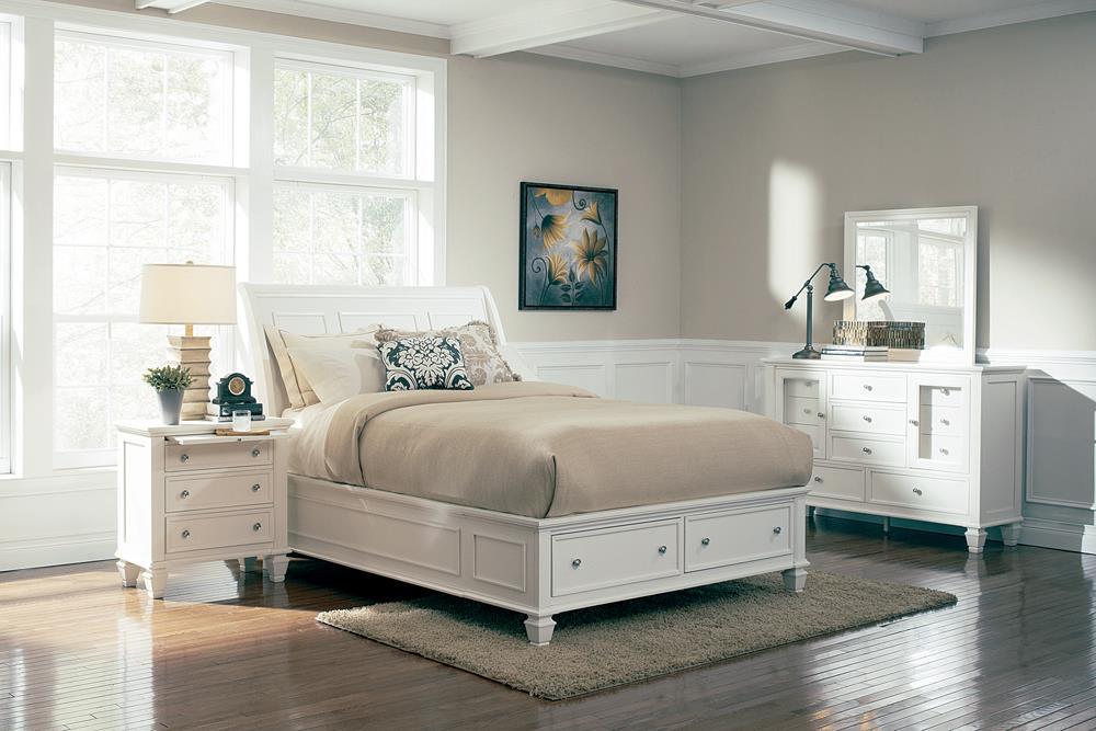 Sandy Beach Queen Storage Sleigh Bed Cream White - Tony’s Furniture Store & Linen (GA) - Multi Location