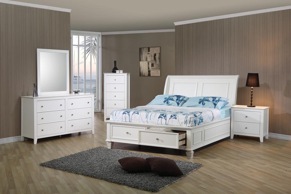 Selena Twin Sleigh Bed with Footboard Storage Cream White - Tony’s Furniture Store & Linen (GA) - Multi Location