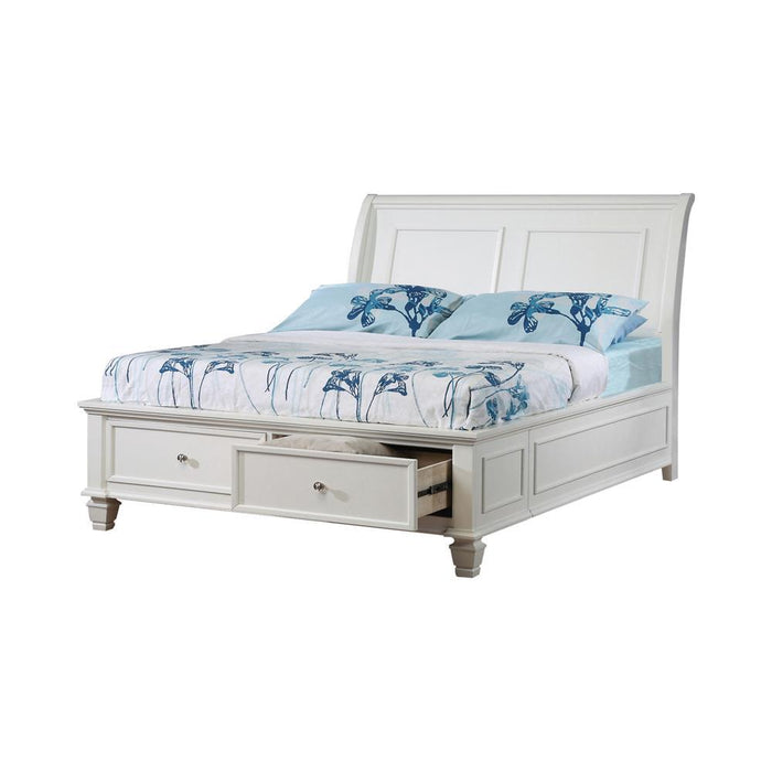 Selena Twin Sleigh Bed with Footboard Storage Cream White - Tony’s Furniture Store & Linen (GA) - Multi Location