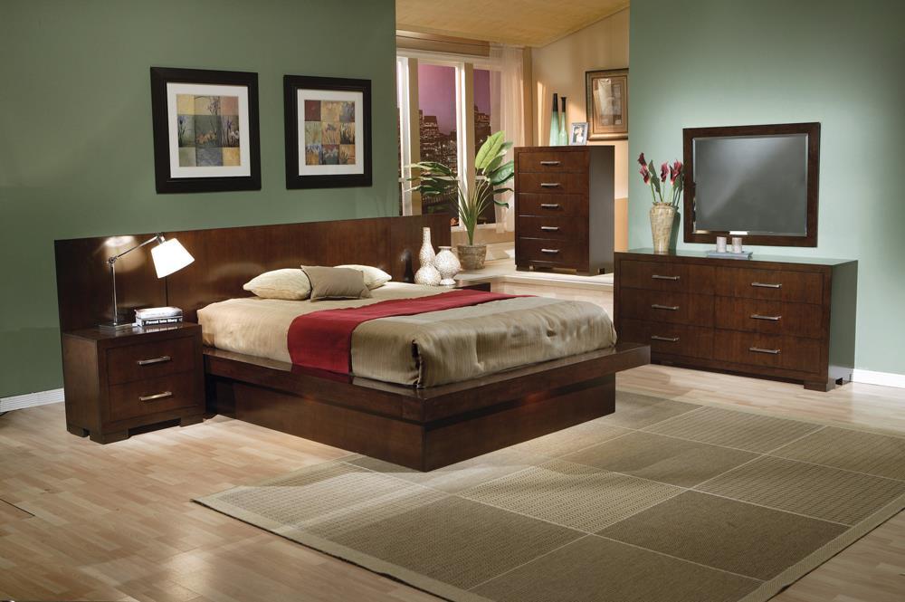 Jessica Queen Platform Bed with Rail Seating Cappuccino - Tony’s Furniture Store & Linen (GA) - Multi Location