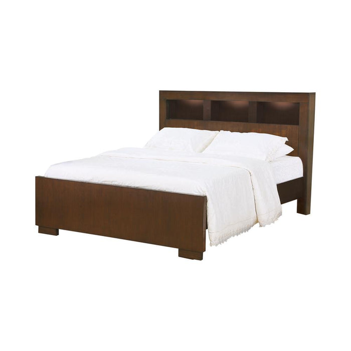 Jessica California King Bed with Storage Headboard Cappuccino - Tony’s Furniture Store & Linen (GA) - Multi Location