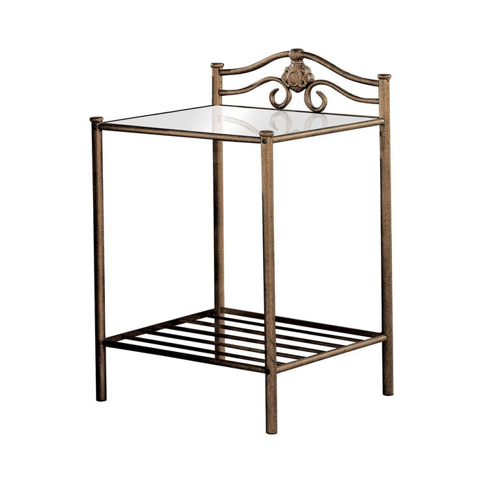 Sydney 2-shlef Nightstand Antique Brushed Gold - Tony’s Furniture Store & Linen (GA) - Multi Location