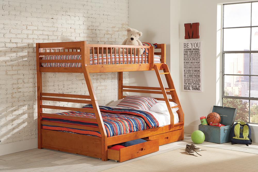 Ashton Twin Over Full 2-drawer Bunk Bed Honey - Tony’s Furniture Store & Linen (GA) - Multi Location