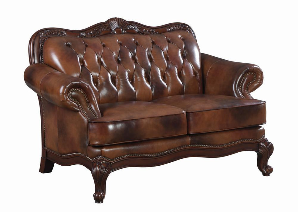 Victoria Tufted Back Loveseat Tri-tone and Brown - Tony’s Furniture Store & Linen (GA) - Multi Location