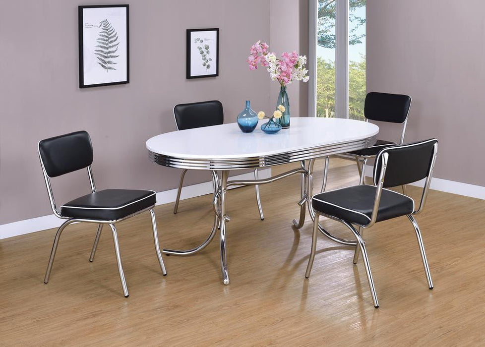 Retro Oval Dining Table Glossy White and Chrome - Tony’s Furniture Store & Linen (GA) - Multi Location