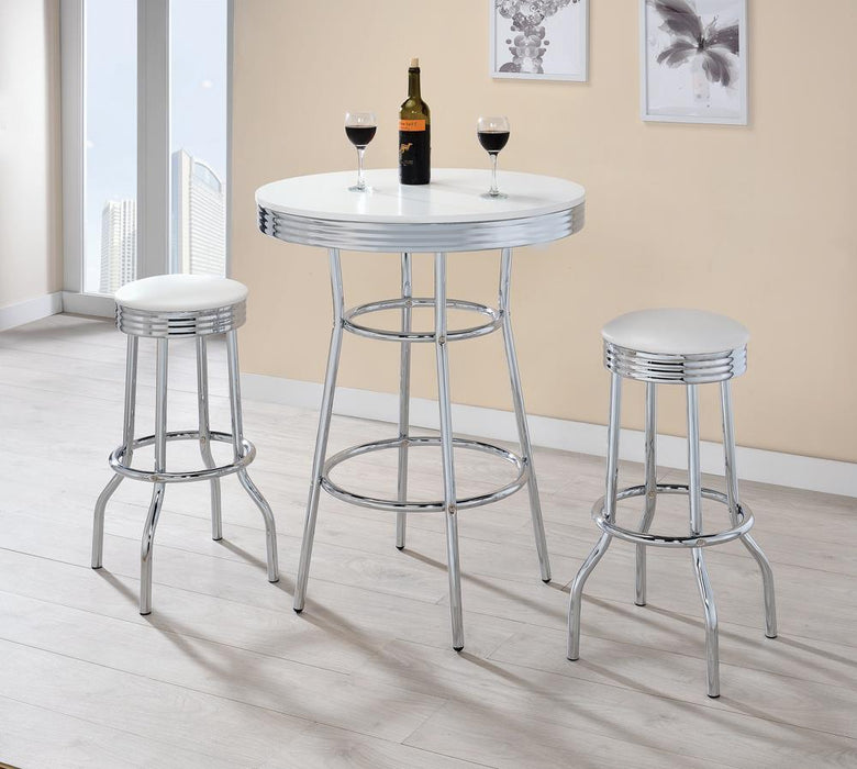 Theodore Round Bar Table Chrome and Glossy White - Tony’s Furniture Store & Linen (GA) - Multi Location