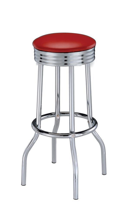 Theodore Upholstered Top Bar Stools Red and Chrome (Set of 2) - Tony’s Furniture Store & Linen (GA) - Multi Location