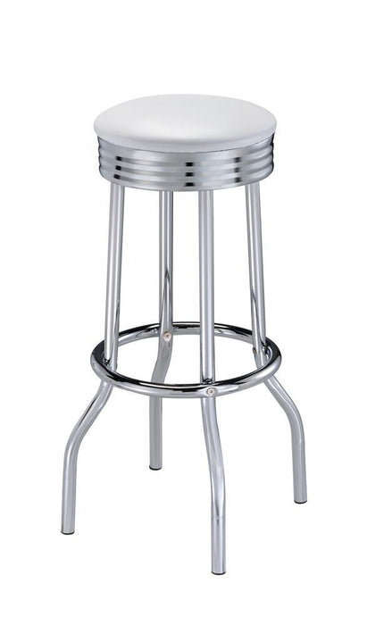 Theodore Upholstered Top Bar Stools White and Chrome (Set of 2) - Tony’s Furniture Store & Linen (GA) - Multi Location