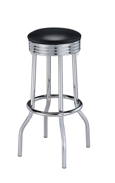 Theodore Upholstered Top Bar Stools Black and Chrome (Set of 2) - Tony’s Furniture Store & Linen (GA) - Multi Location