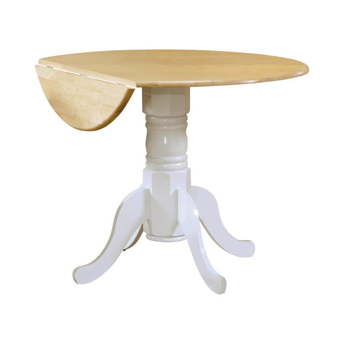Allison Drop Leaf Round Dining Table Natural Brown and White - Tony’s Furniture Store & Linen (GA) - Multi Location