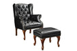 Roberts Button Tufted Back Accent Chair with Ottoman Black and Espresso - Tony’s Furniture Store & Linen (GA) - Multi Location