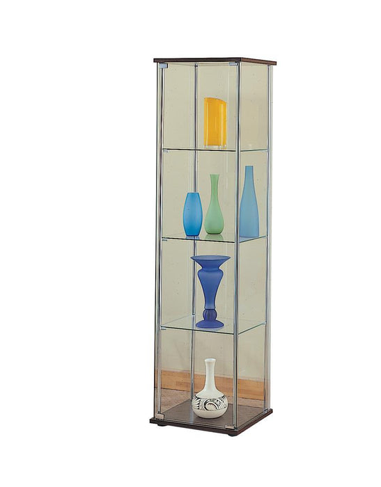 Bellatrix Rectangular 4-shelf Curio Cabinet Cappuccino and Clear - Tony’s Furniture Store & Linen (GA) - Multi Location