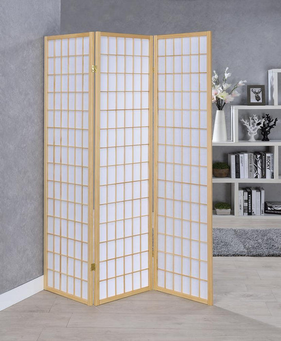Carrie 3-panel Folding Screen Natural and White - Tony’s Furniture Store & Linen (GA) - Multi Location