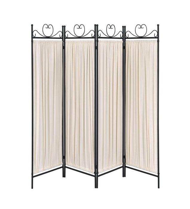 Dove 4-panel Folding Screen Beige and Black - Tony’s Furniture Store & Linen (GA) - Multi Location
