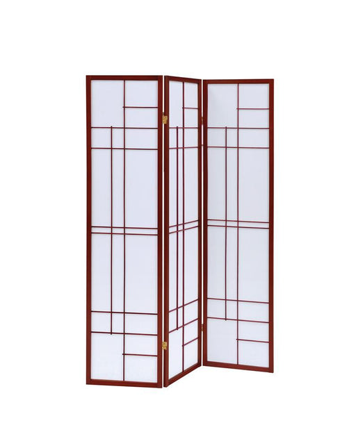 Katerina 3-panel Folding Floor Screen White and Cherry - Tony’s Furniture Store & Linen (GA) - Multi Location