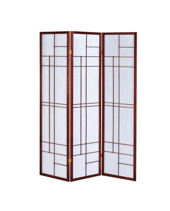 Katerina 3-panel Folding Floor Screen White and Cherry - Tony’s Furniture Store & Linen (GA) - Multi Location