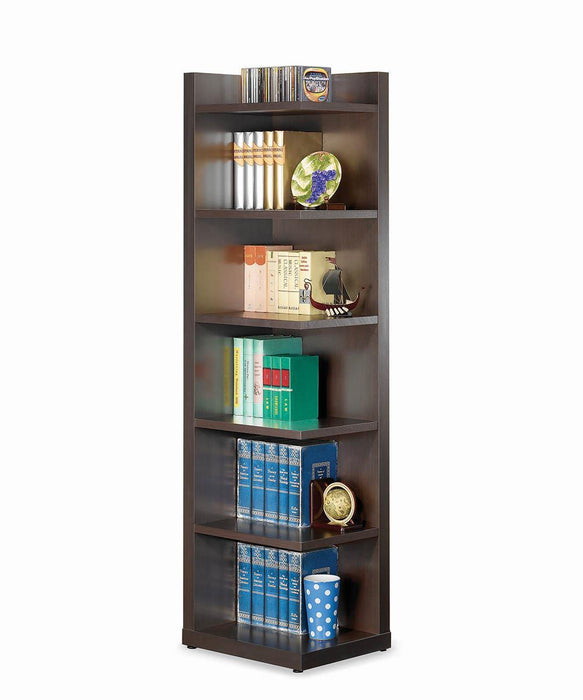 Pinckard 6-tier Corner Bookcase Cappuccino - Tony’s Furniture Store & Linen (GA) - Multi Location