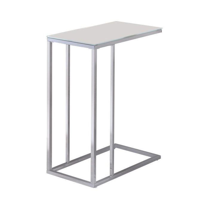 Stella Glass Top Accent Table Chrome and White - Tony’s Furniture Store & Linen (GA) - Multi Location