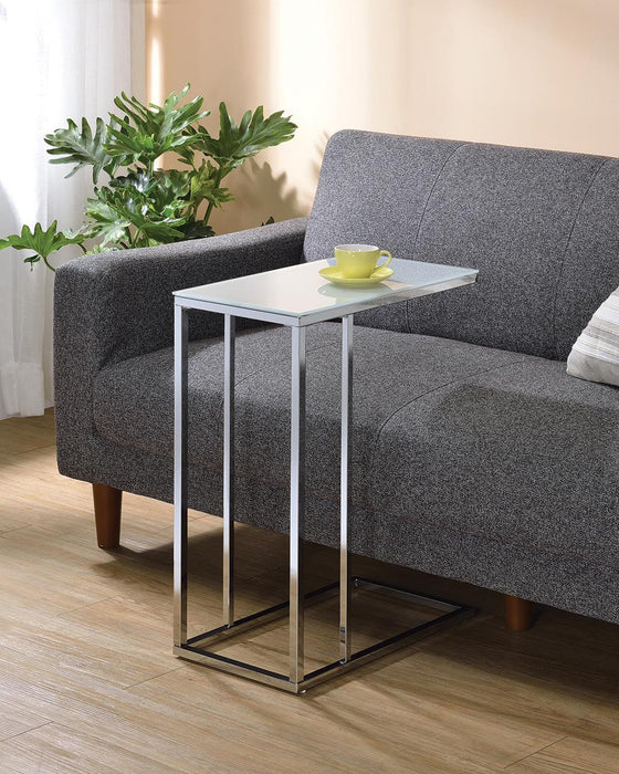 Stella Glass Top Accent Table Chrome and White - Tony’s Furniture Store & Linen (GA) - Multi Location