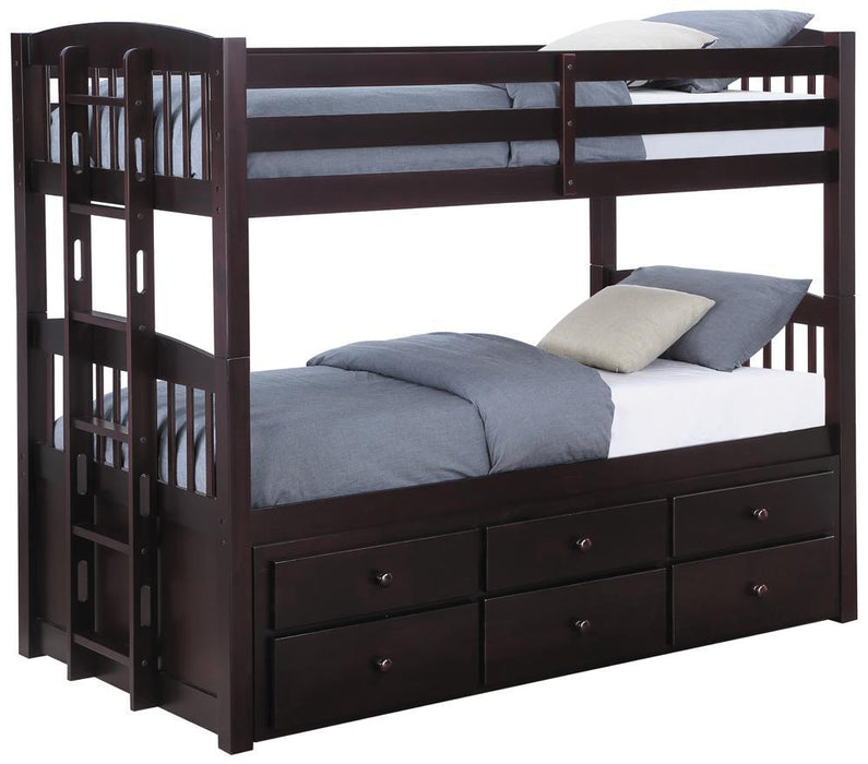 Kensington Twin Over Twin Bunk Bed with Trundle Cappuccino - Tony’s Furniture Store & Linen (GA) - Multi Location