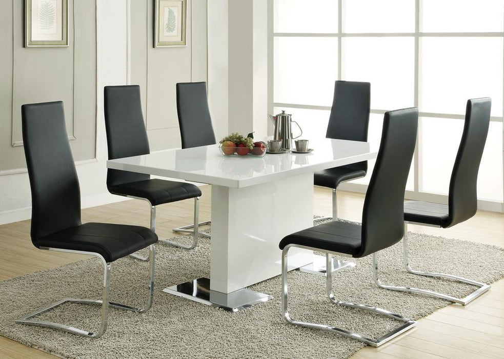 Anges T-shaped Pedestal Dining Table Glossy White - Tony’s Furniture Store & Linen (GA) - Multi Location
