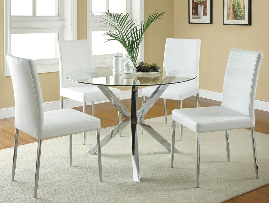 Vance Glass Top Dining Table with X-cross Base Chrome - Tony’s Furniture Store & Linen (GA) - Multi Location