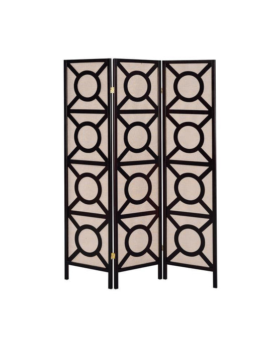 Vulcan 3-panel Geometric Folding Screen Tan and Cappuccino - Tony’s Furniture Store & Linen (GA) - Multi Location