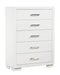 Jessica 5-drawer Chest White - Tony’s Furniture Store & Linen (GA) - Multi Location
