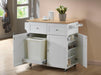 Jalen 3-door Kitchen Cart with Casters Natural Brown and White - Tony’s Furniture Store & Linen (GA) - Multi Location