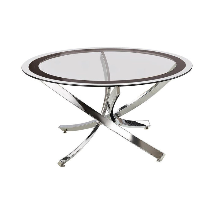 Brooke Glass Top Coffee Table Chrome and Black - Tony’s Furniture Store & Linen (GA) - Multi Location